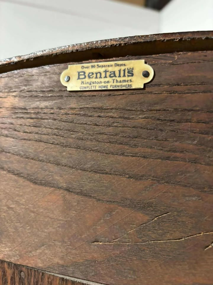 1930s Oak Inlaid Dome Top Tallboy
