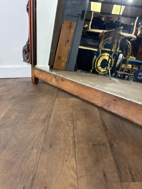 Victorian Mahogany Large Overmantel Mirror with Carved Decoration