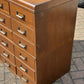 Large Vintage Edwardian Floor Standing Oak Filing Drawers. Cabinet Splits In Half.