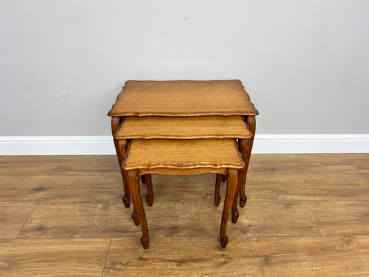 Nested Tables Vintage French Louis Oak Set of Three Carved Tables LOT 6498