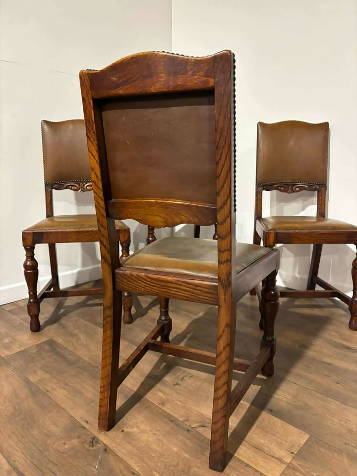 Set of Four Vintage 1940s Oak Dining Chairs