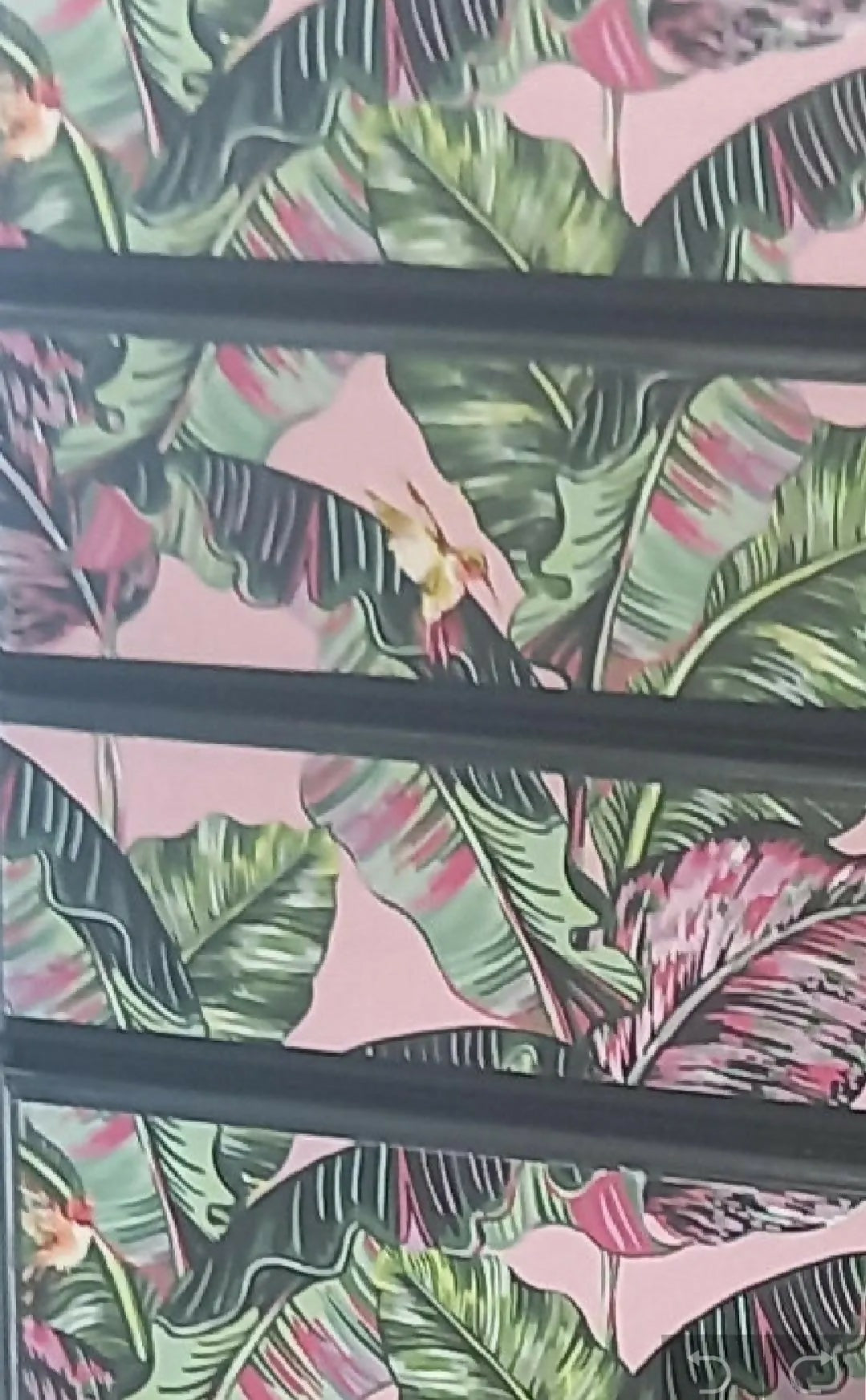 Chest of Drawers. Dark Green and Pink Leaf Print. Upcycled Painted Bedroom Furniture