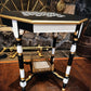 Vintage Chess & Games Table Monochrome Black, White & Gold Statement Side Table