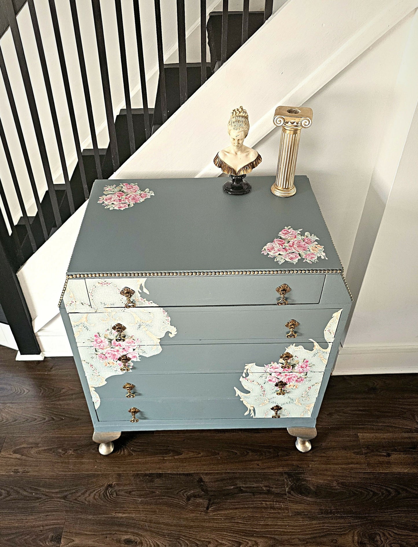 Vintage Mid Century Chest of Drawers Grey Fusion Mineral Paint Restored