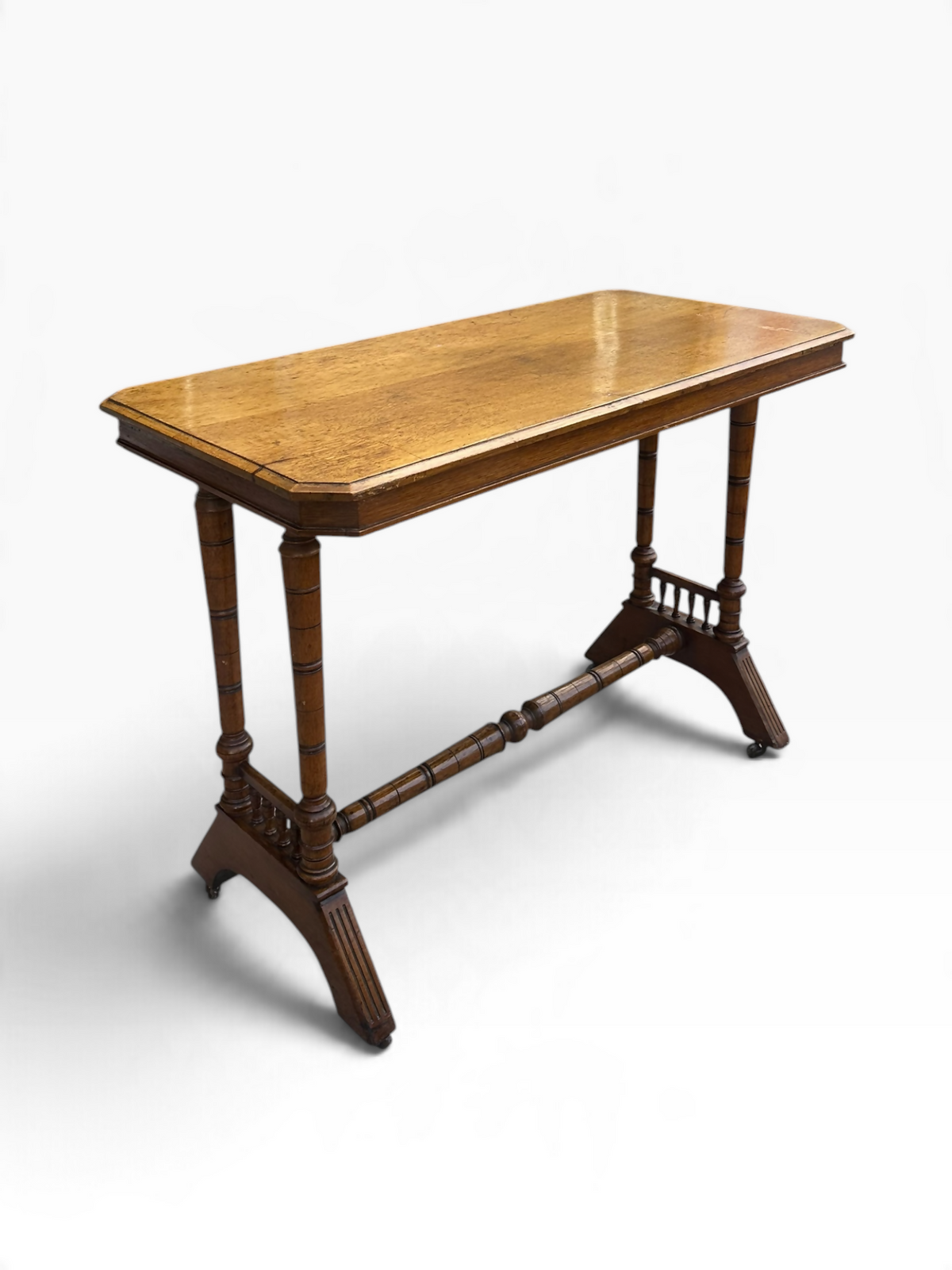 Antique late Victorian Oak stretcher table / desk.