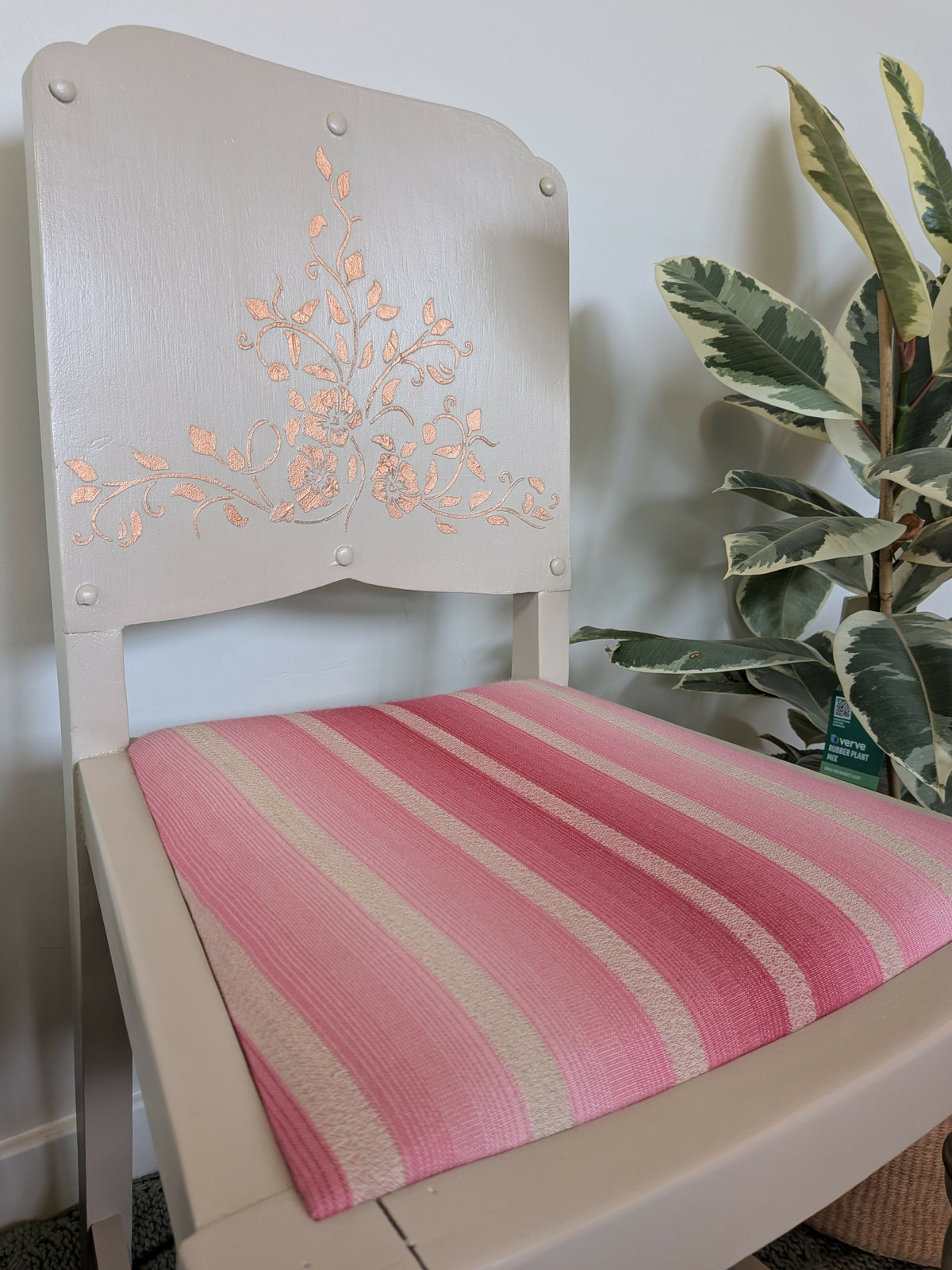 Upcycled statement chair – dressing table chair - cream taupe