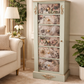 Vintage upcycled tallboy chest of drawers pale green with floral decoupage