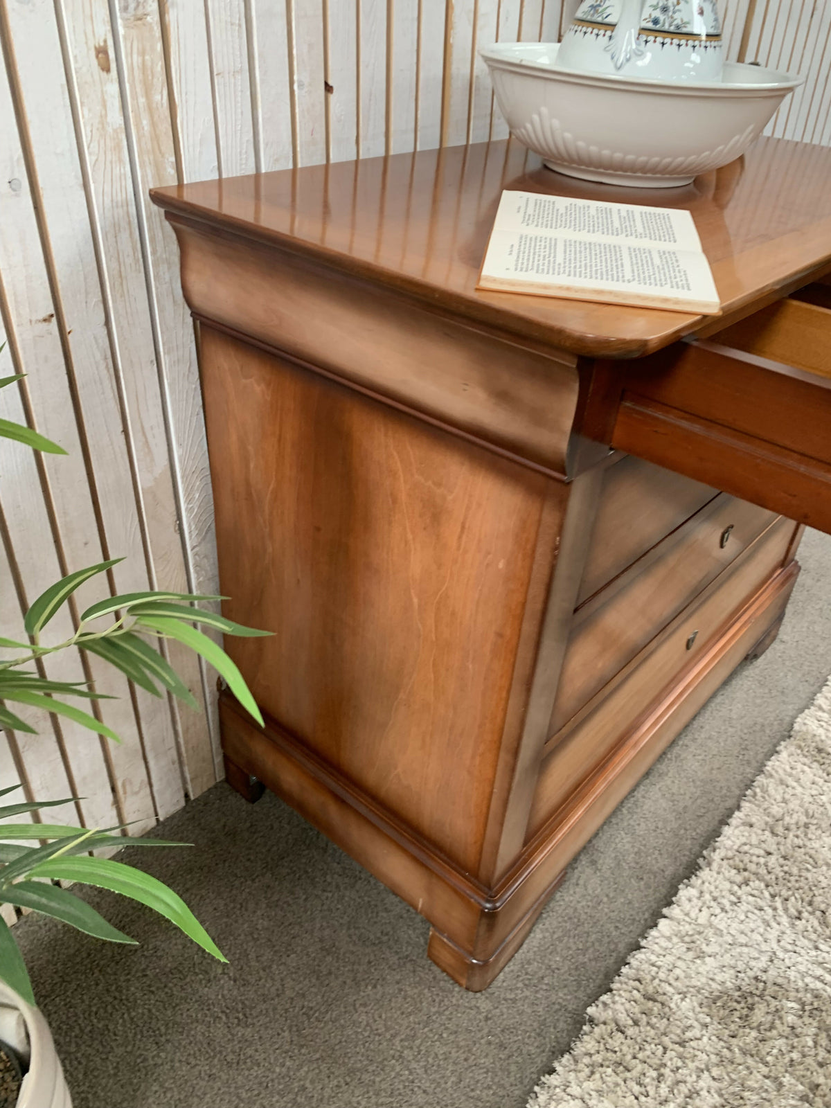 Moreux de Varennes French Vintage Writing Desk Chest 3 Drawers Pull Out Desk