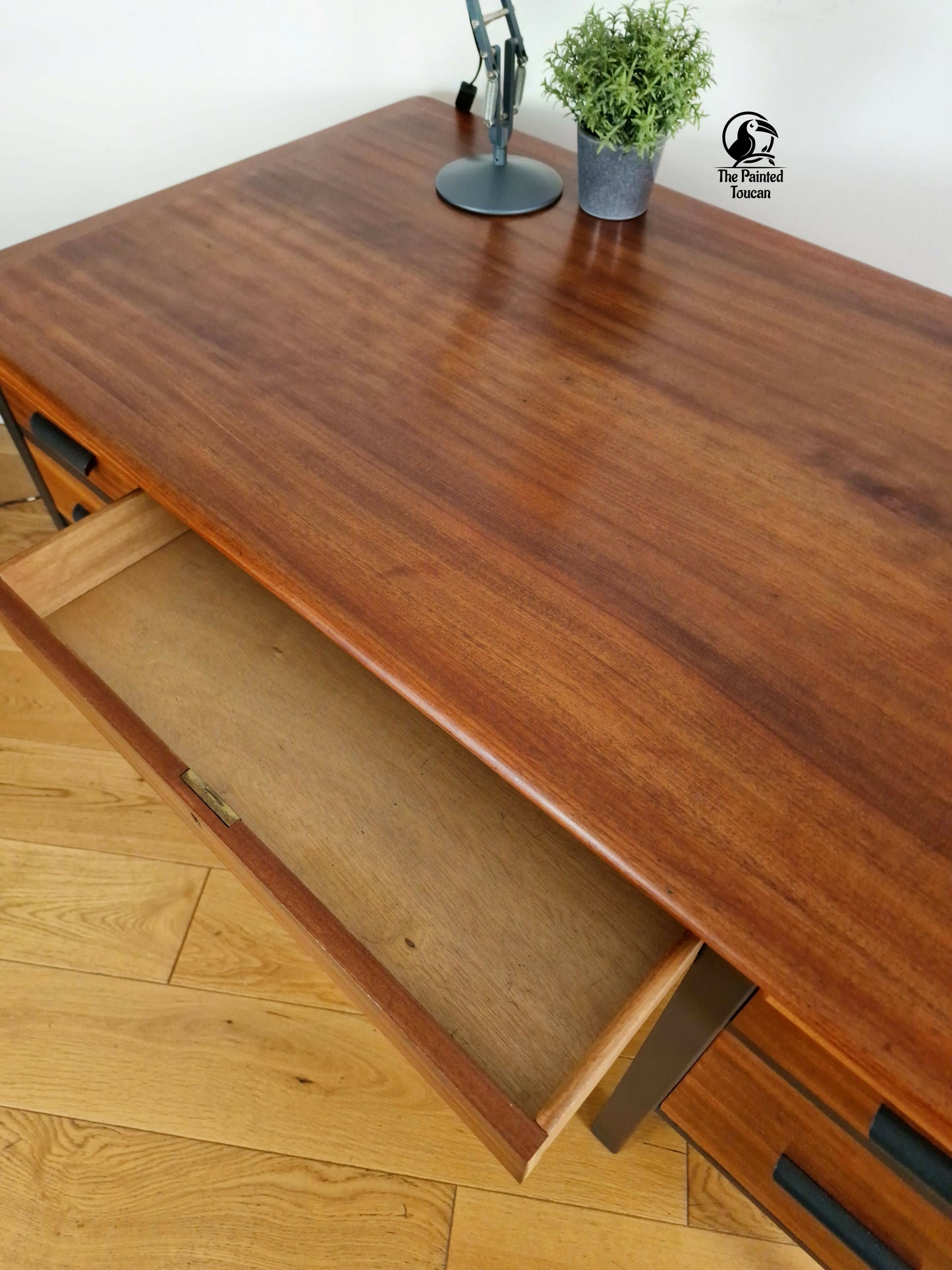 Large Mid Century Twin Pedestal Executive Office Desk