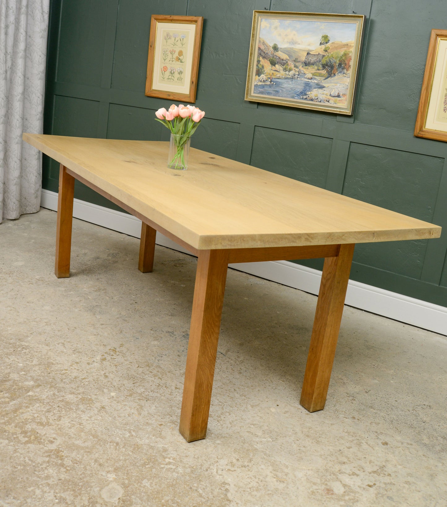 Handmade Solid Oak Dining Table - Almost 7 Foot - Washed Oak