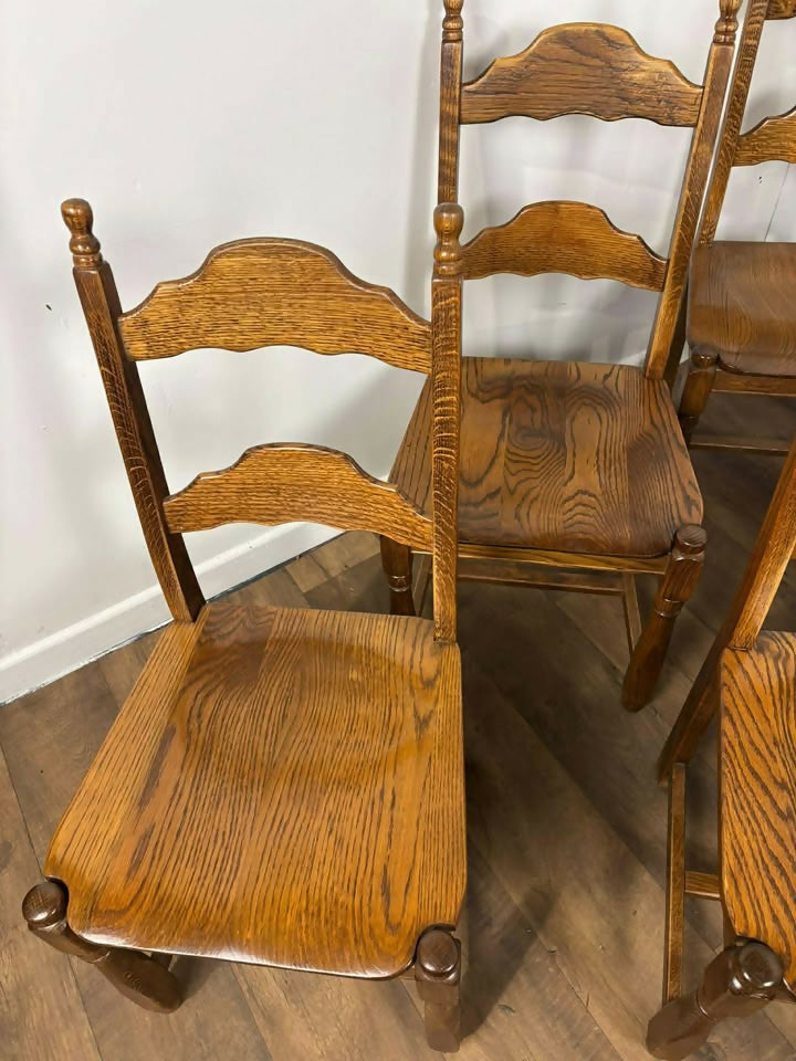 Set of Six Custom Made Elm Bar Back Dining Chairs