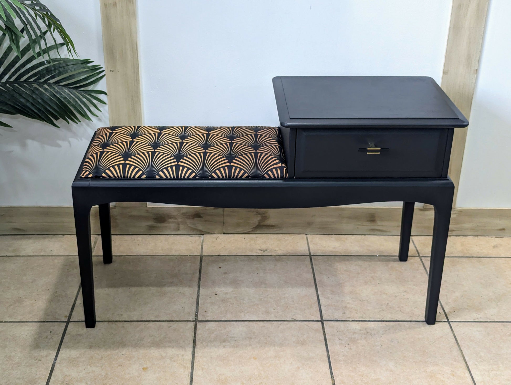 Vintage Stag minstrel telephone table seat drawer – Upcite