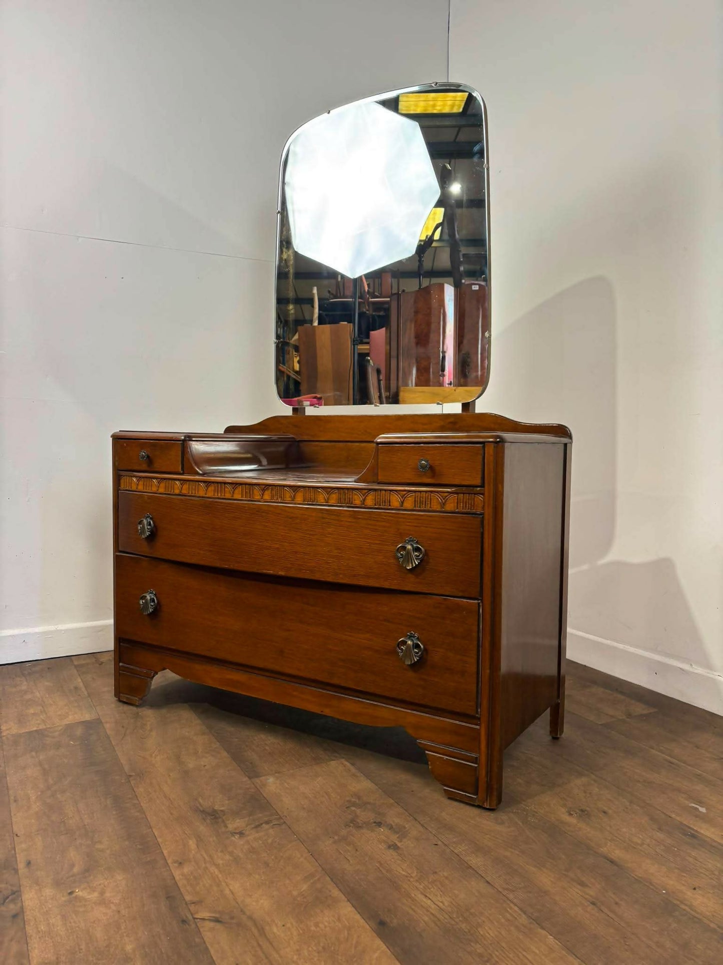 Vintage Oak Lebus Dressing Table with Mirror