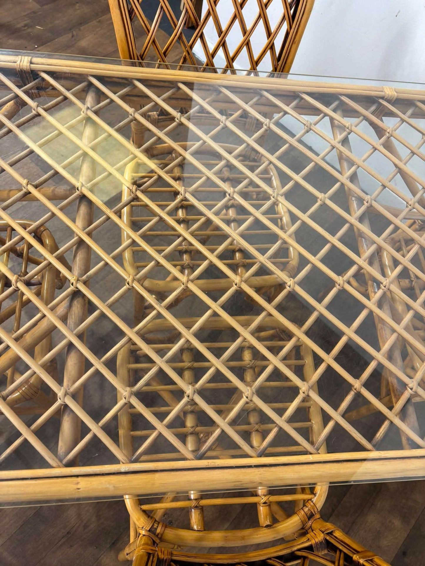 Vintage Cane & Glass Conservatory Dining Suite