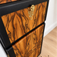 Refinished Art Deco Burl Walnut Cocktail Cabinet In Black With Gold Design. 1930s drink cabinet. Gin bar. Refurbished. sideboard slim narrow