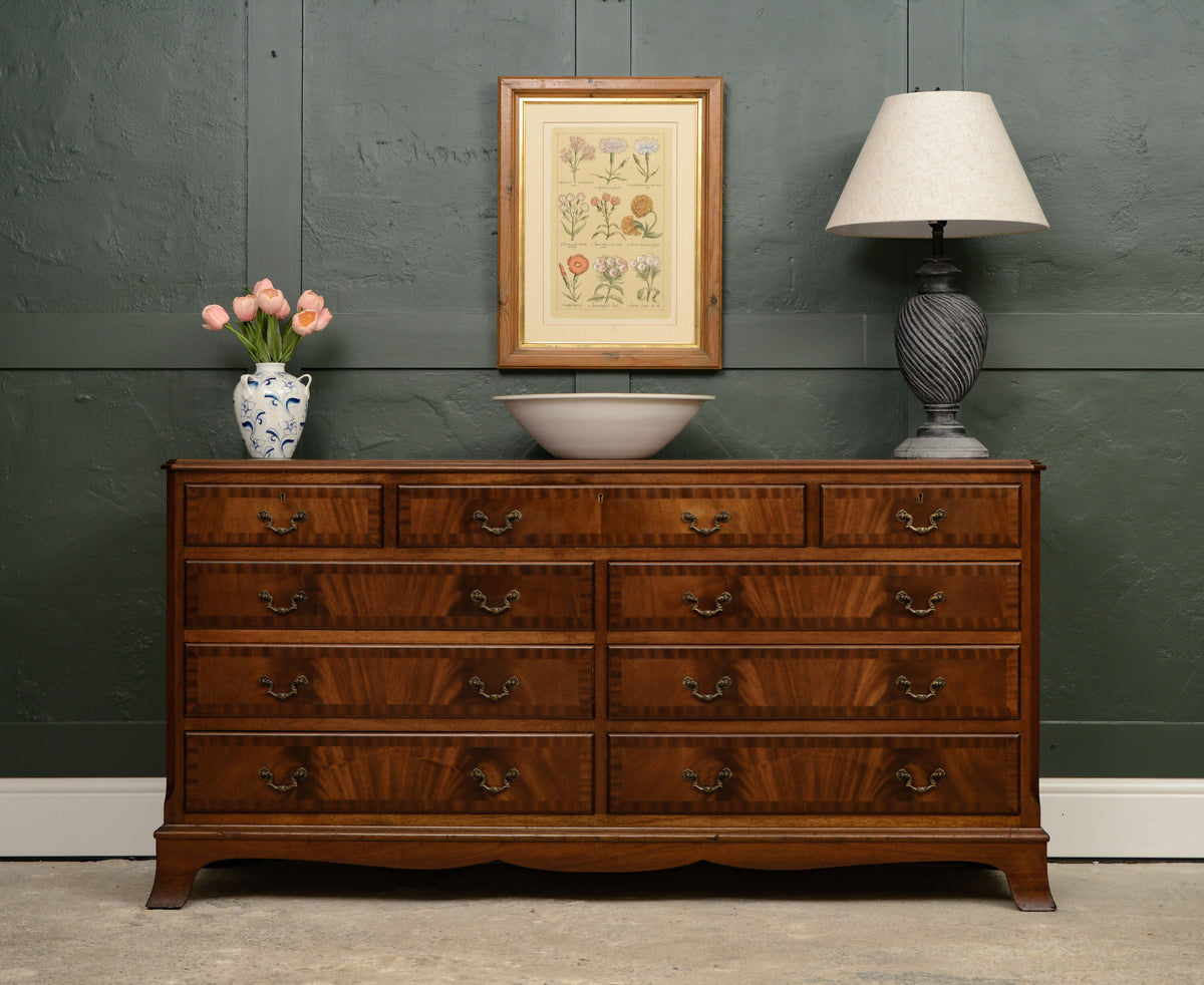 Regency Style Mahogany Sideboard Wide Bank of Drawers