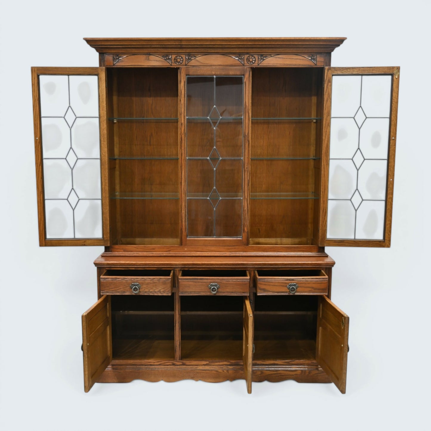 Old Charm Display Cabinet Sideboard Light Oak Finish Cupboard FREE UK Delivery