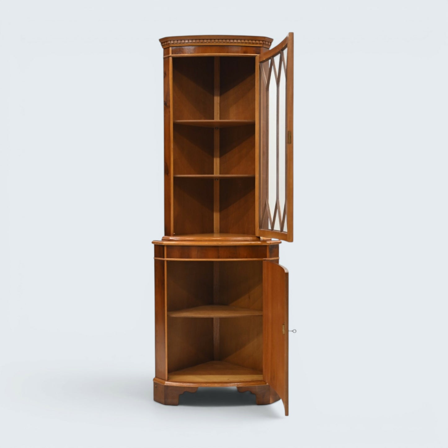 Georgian Style Corner Display Cabinet with Cupboard Glass Door FREE UK Delivery*