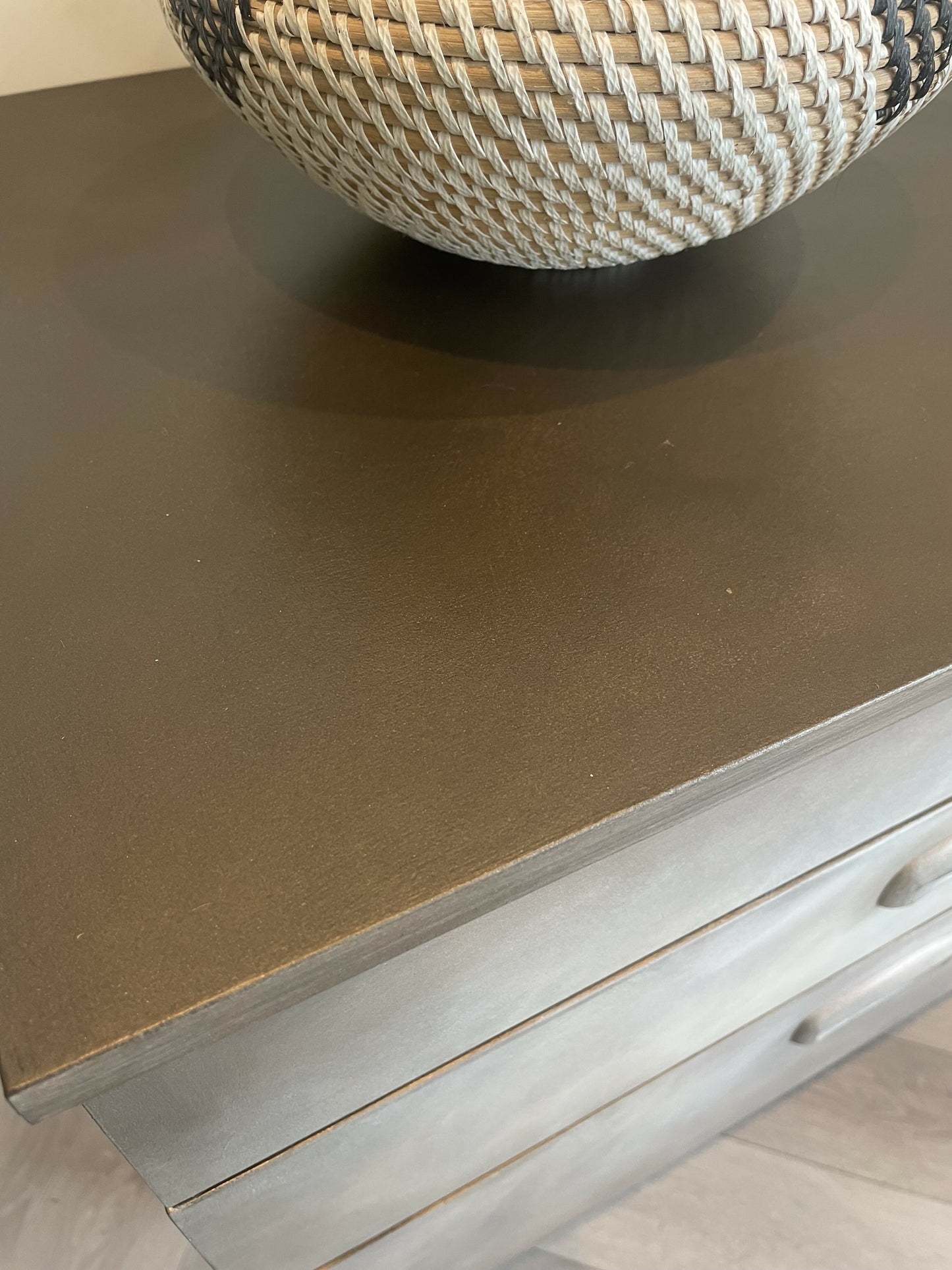 Mid Century Hand Painted Cabinet, Bronze Earthy Tones