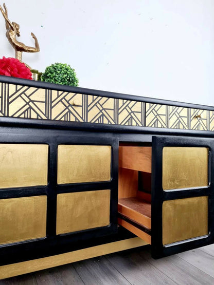 nathan sideboard black and gold cocktail cabinet