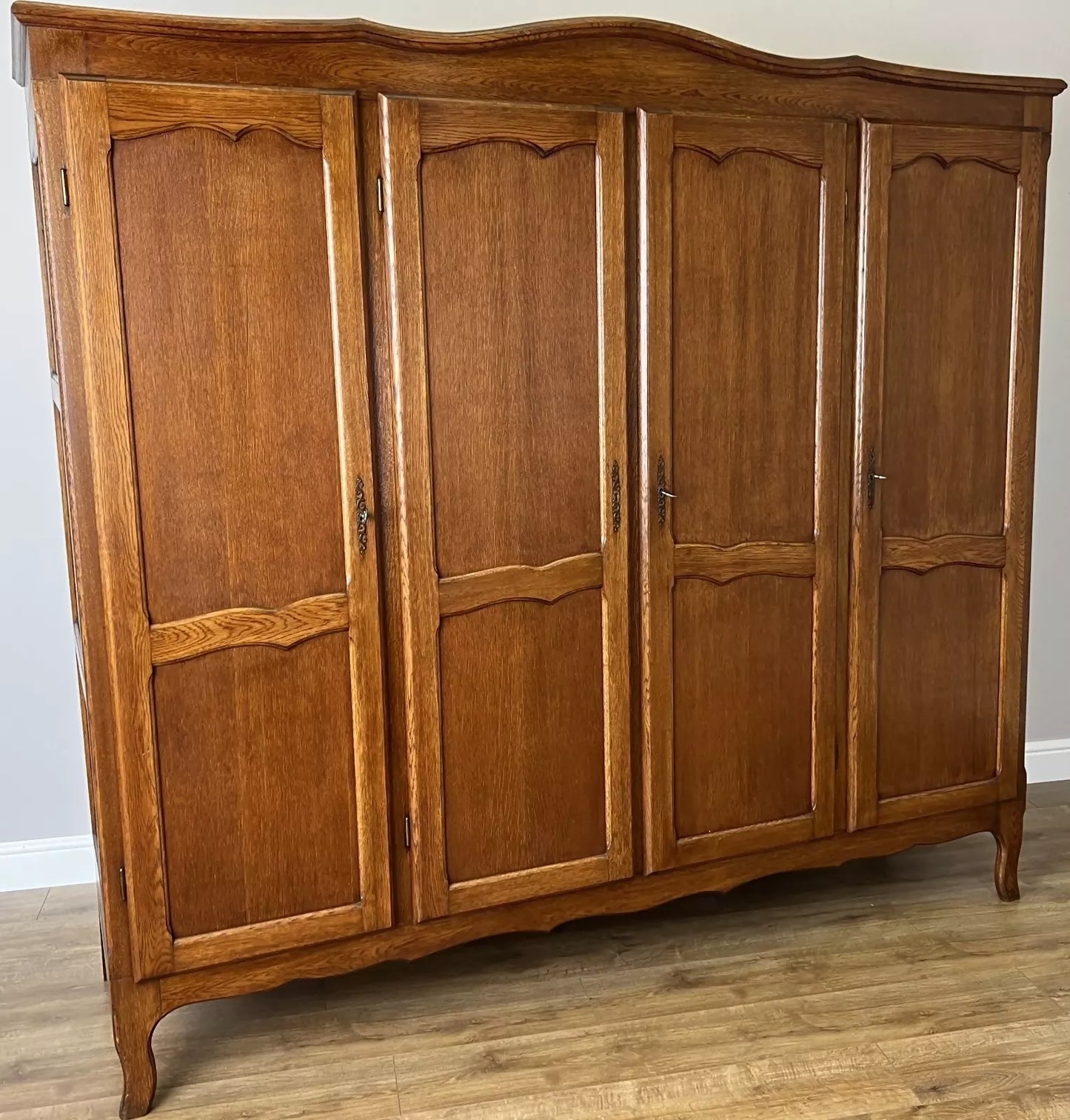 Wardrobe Vintage French Louis XVI Style Oak Four Door Carved Armoire LOT 6131
