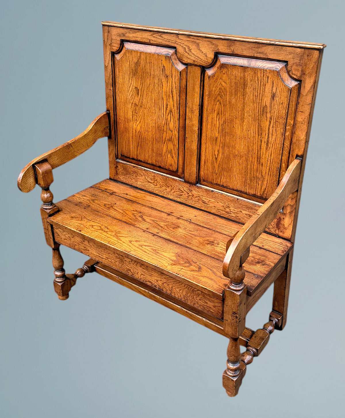 Oak Settle / Oak Hall Seat / Oak Hall Bench