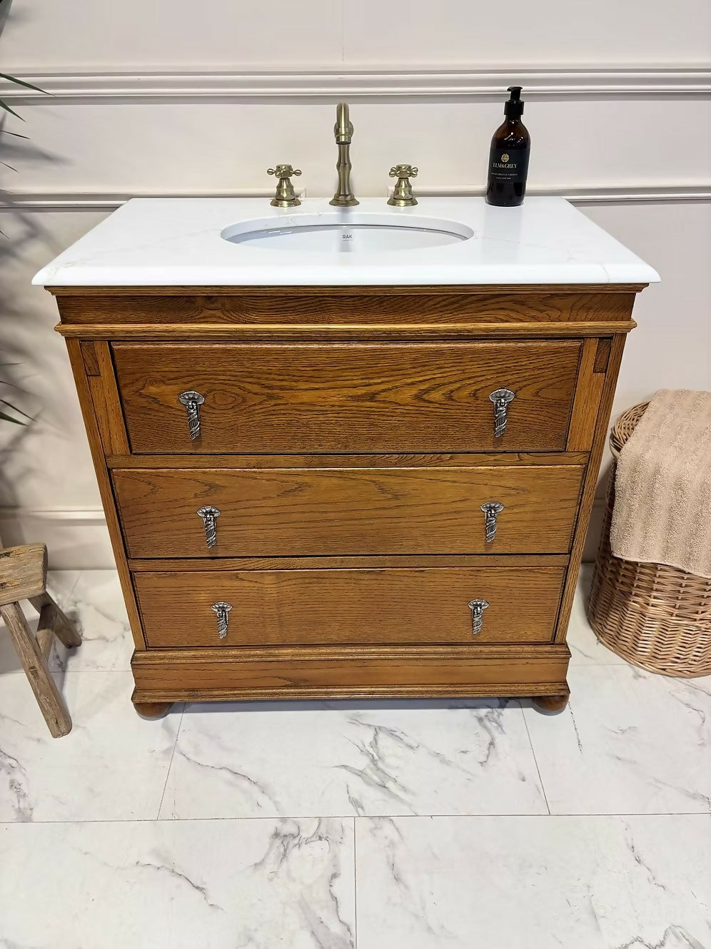 Oak Bureau Vintage Vanity Unit