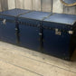 Luxury Handmade Pebble Blue Black Leather Furniture Trunk