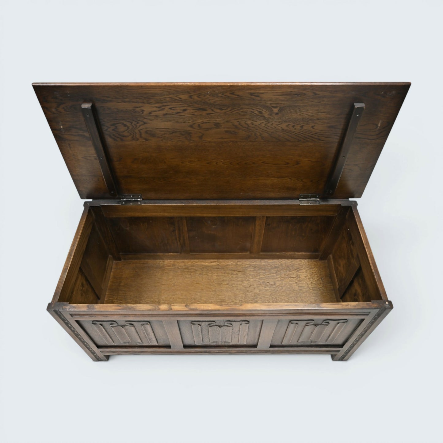 Oak Blanket Box /Chest Coffee Table Linenfold Front Lift Up Top FREE UK Delivery
