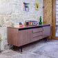 Mid Century Long Sideboard - Melamine - Tapered Legs - 1960s