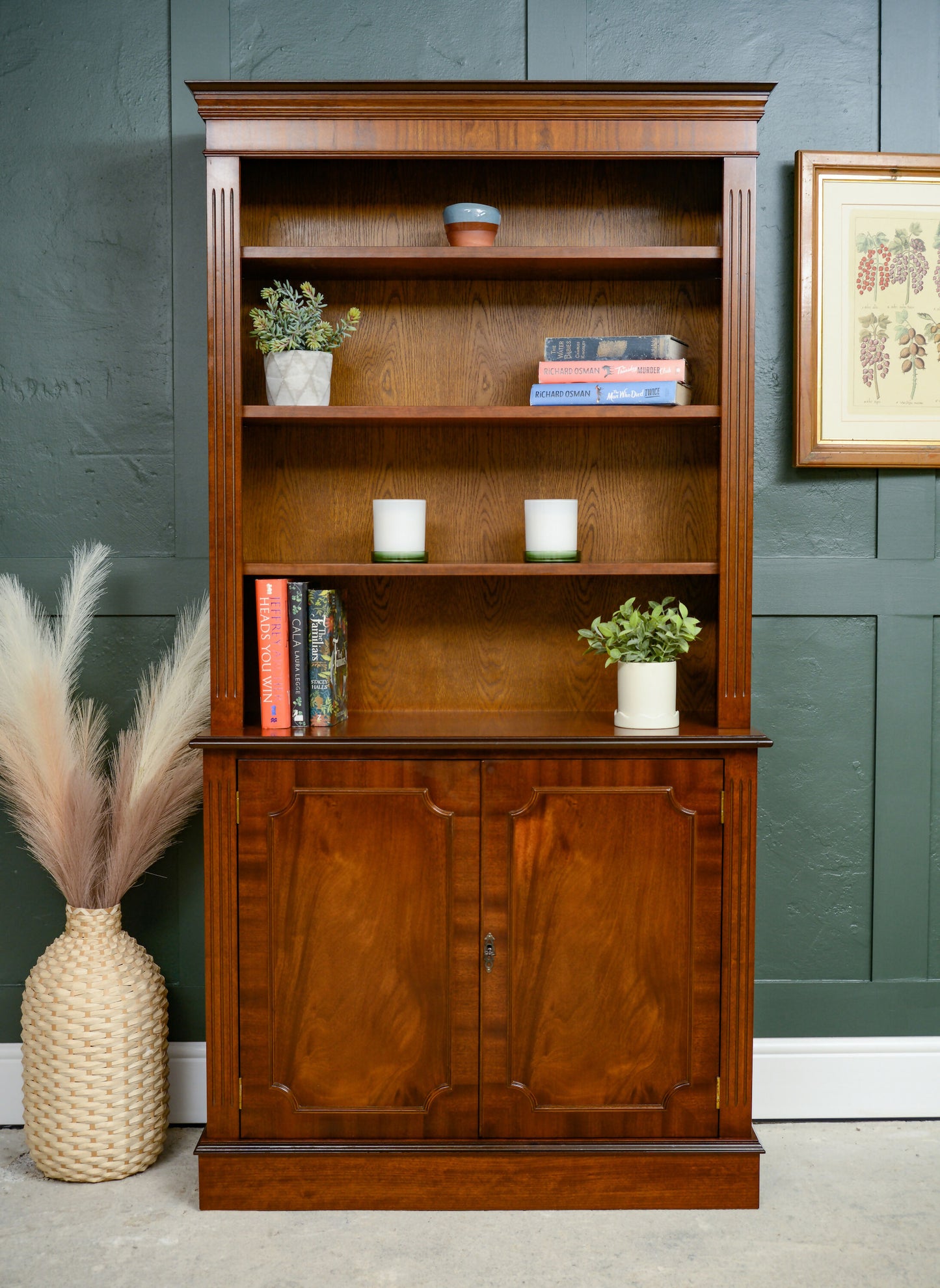 Georgian Style Open Fronted Bookcase Display Cabinet - Mahogany