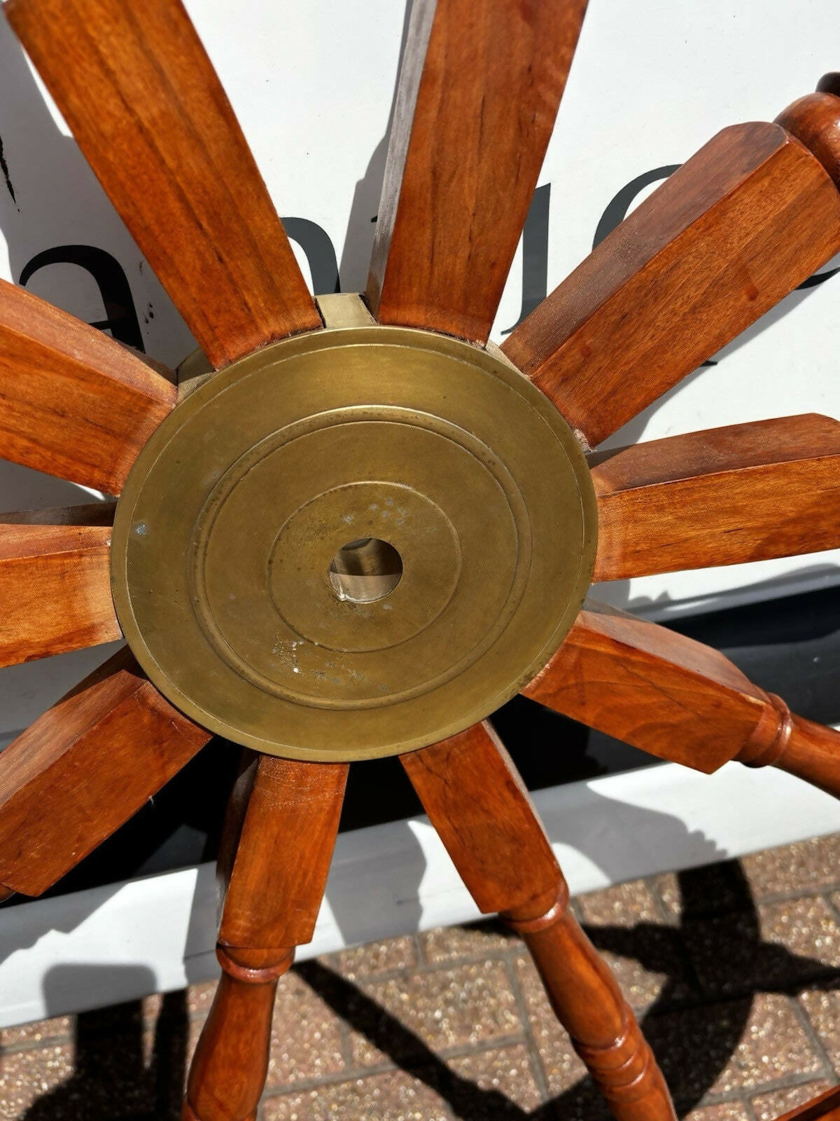 Huge Wooden Vintage Ships Wheel. 174 Cms Diameter.