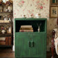 Forest Green Vintage Cabinet Dark Academia Drinks Cupboard | Bedside Table with Cable Hole Grandmillennial Staged Furniture UK Delivery