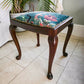 Vintage Dressing Table Stool - Footstool. Becca Who Velvet. Queen Anne legs. Mahogany Frame.