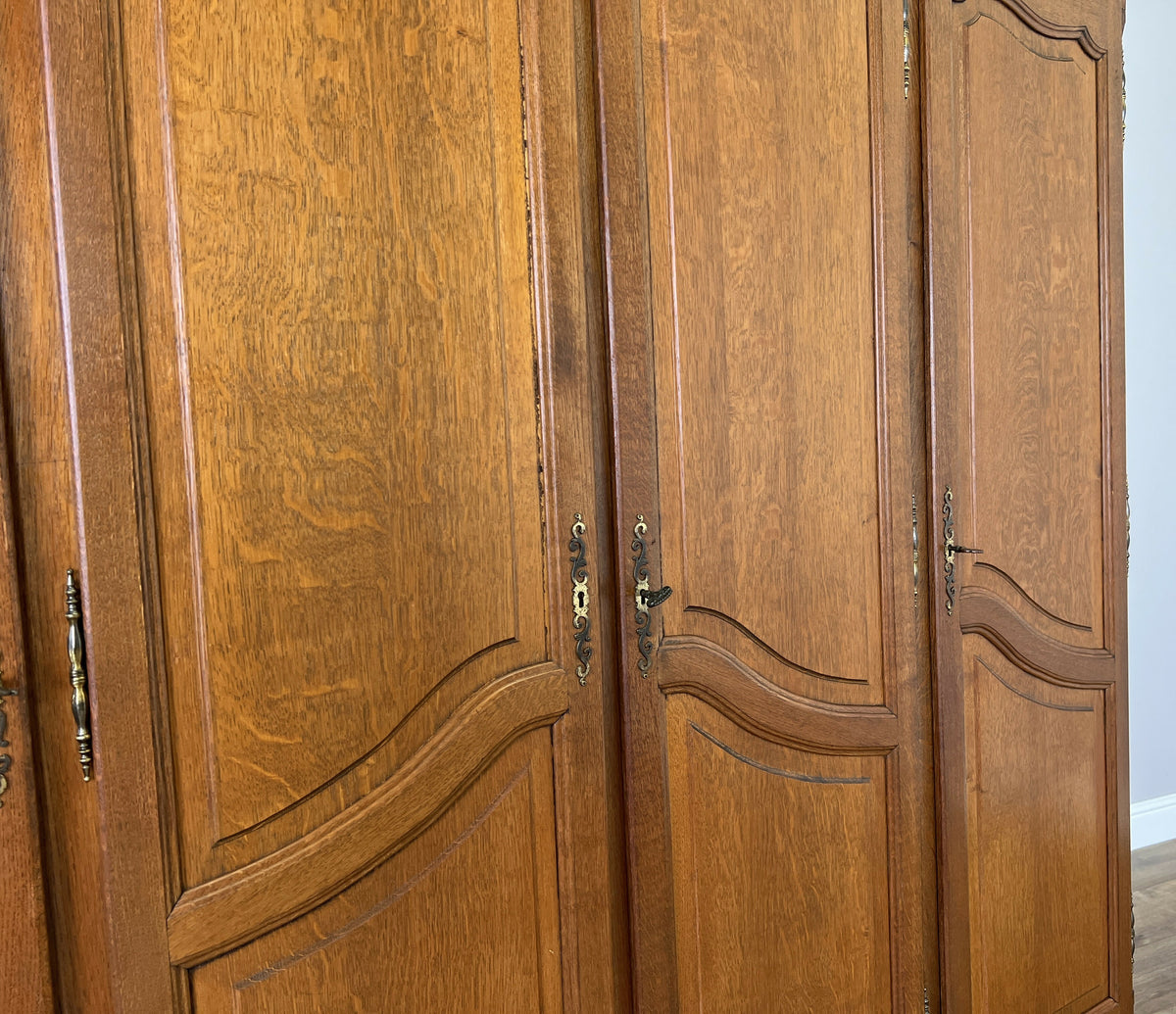 Wardrobe Vintage French Louis XVI Style Oak Four Door Carved Armoire LOT 6500