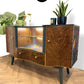 Luxury Unique Art Deco Sideboard with Drinks Cocktail Cabinet Section or TV Console | Refinished Hand Painted Vintage Green, Gold & Velvet | Black Leopard Interiors
