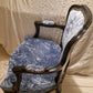 Louis XV Rococco Style Vintage Antique Chair Blue Crushed Velvet