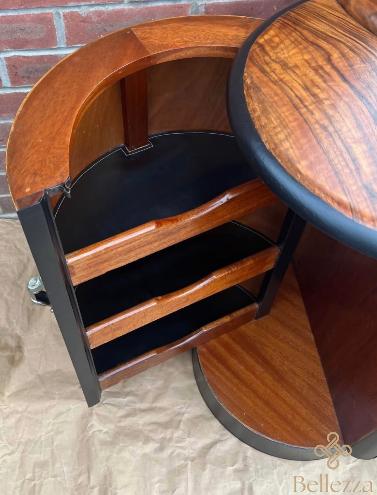 Shrager Dressing Table with Fixed Mirror – Upcycled Black Finish