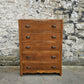 Vintage Oak Tallboy Chest of Drawers: Antique Cabinet with Detailing Five Drawer