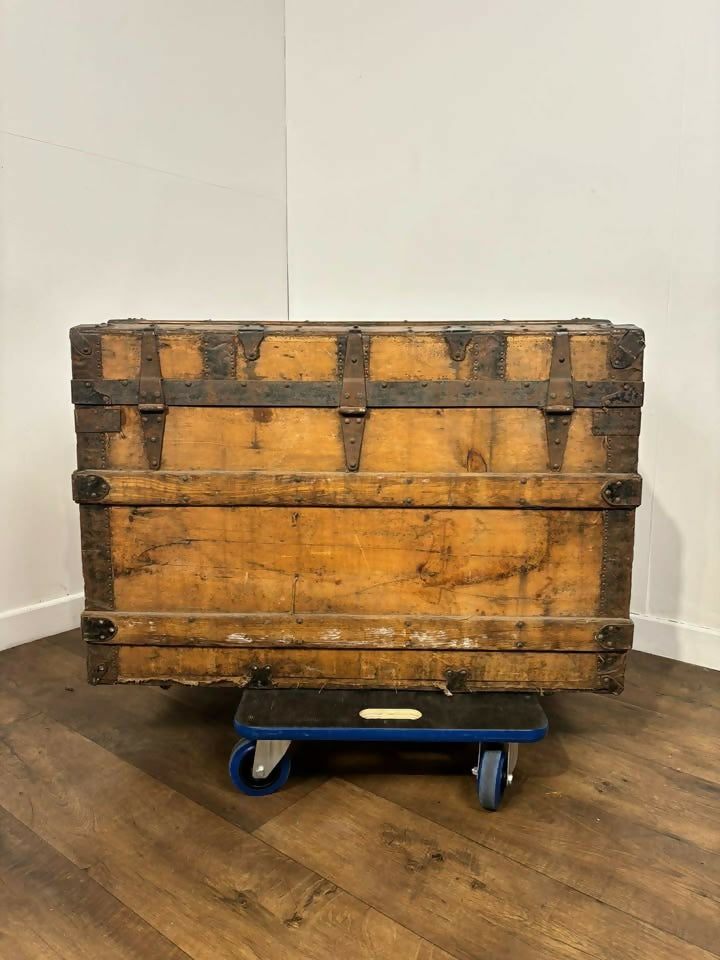 Victorian Domed Steamer Trunk / Antique Travel Chest