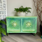 Vintage blanket box, hand painted green, boho