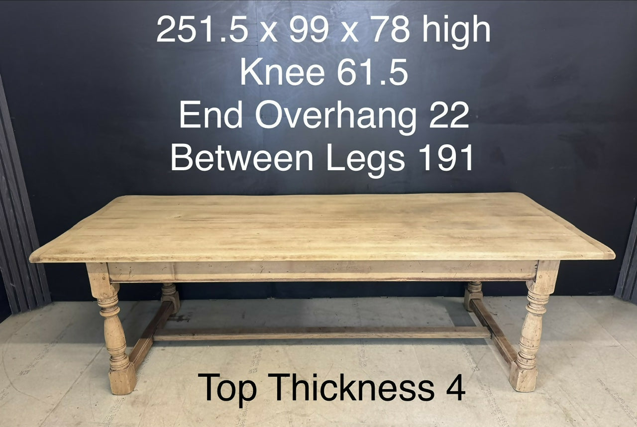 Large and Deep Oak Farmhouse Dining Table