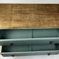 Vintage Chest of Drawers Stripped Oak Top Art Sage Green Upcycled Compact Size