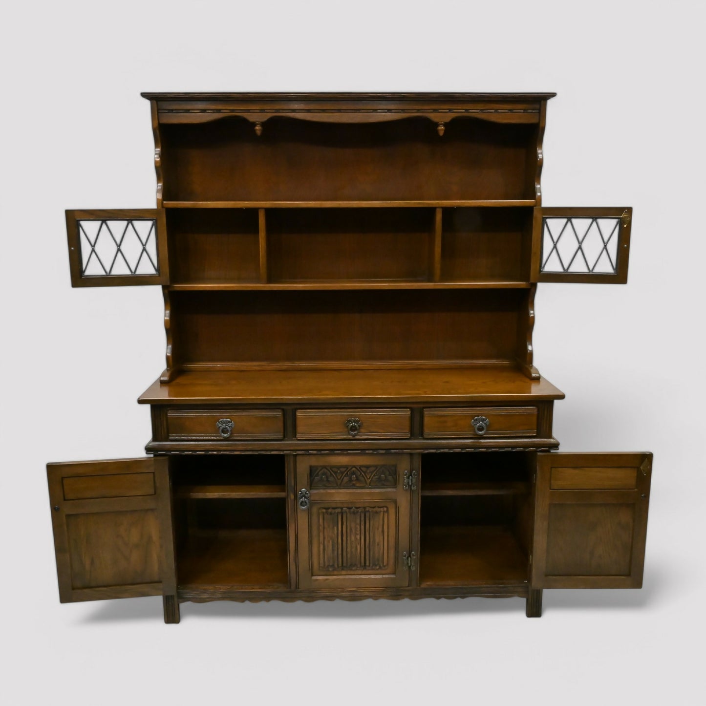 Old Charm Oak Dresser In Light Oak Finish Tudor Style 4ft 6" W FREE UK Delivery. SBR10169/0603E