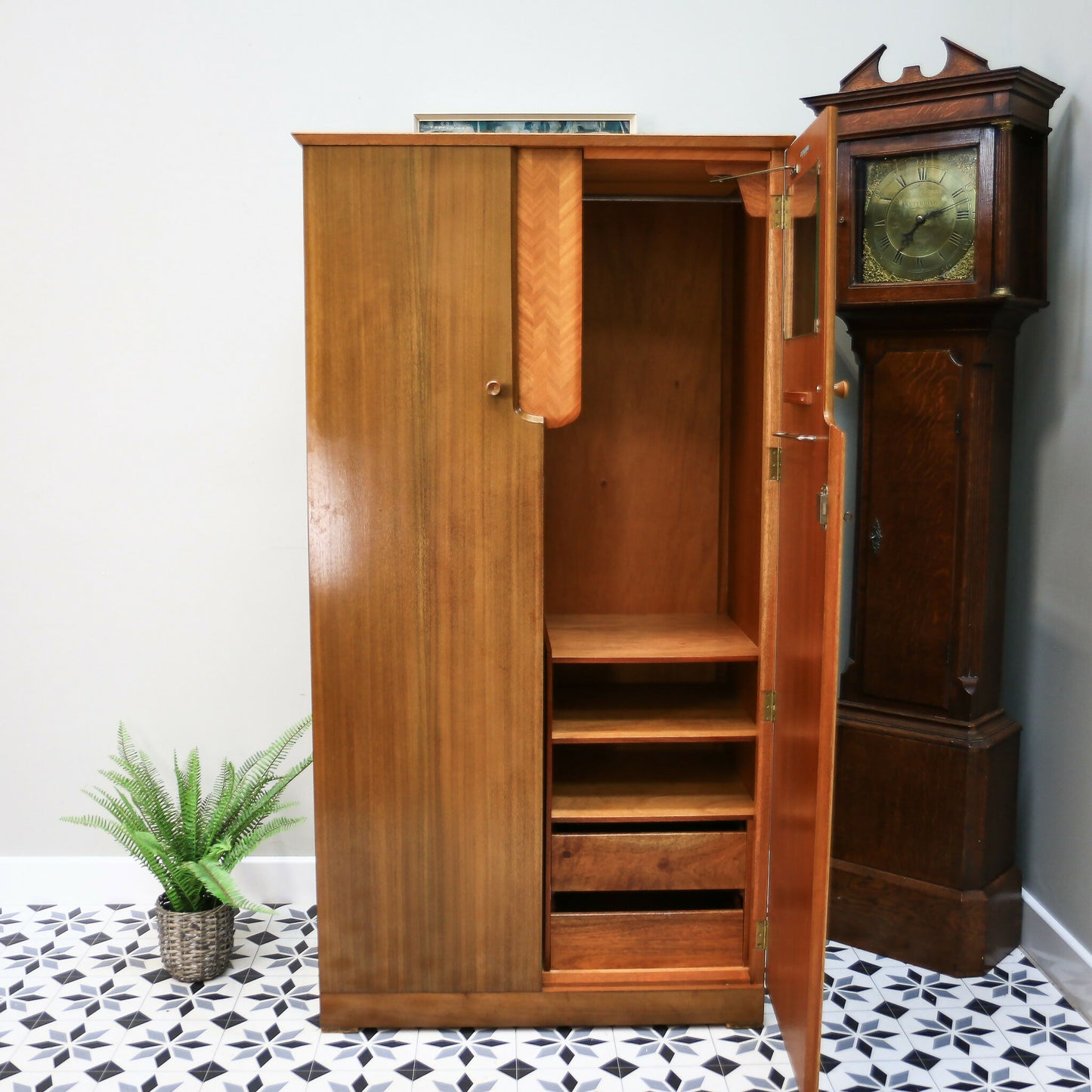 Uniflex Gents Double Fitted Wardrobe in Walnut Retro Mid Century