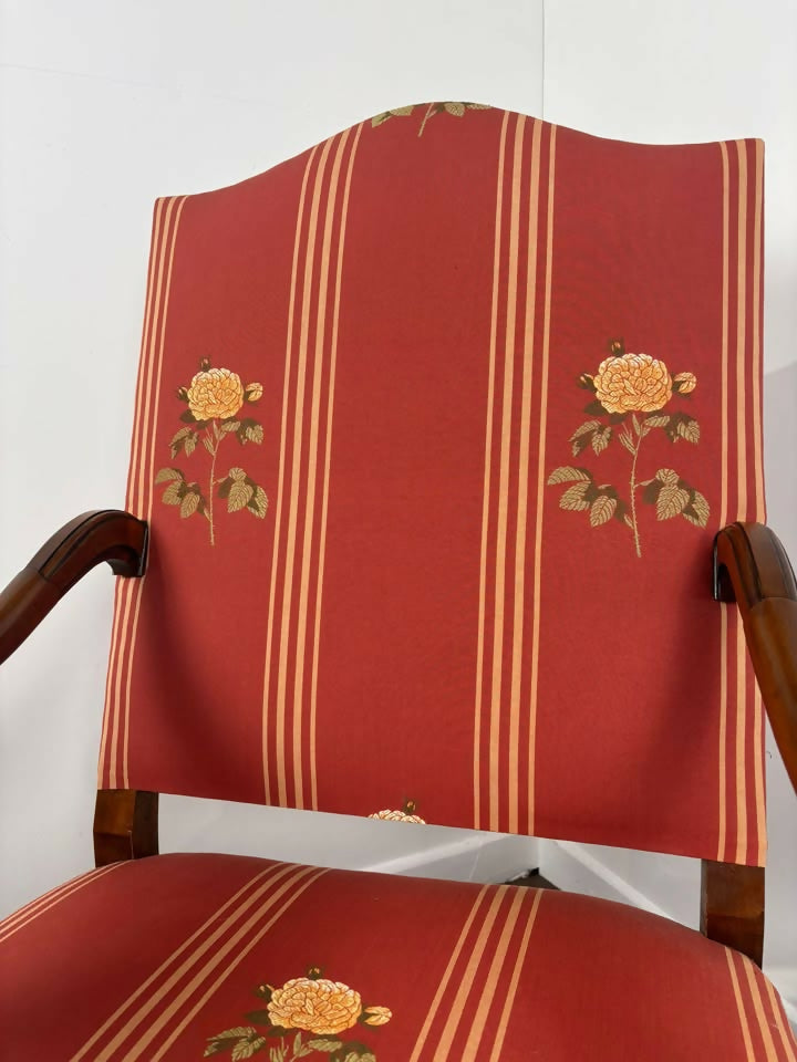 Victorian Style Reproduction Mahogany Upholstered Armchair