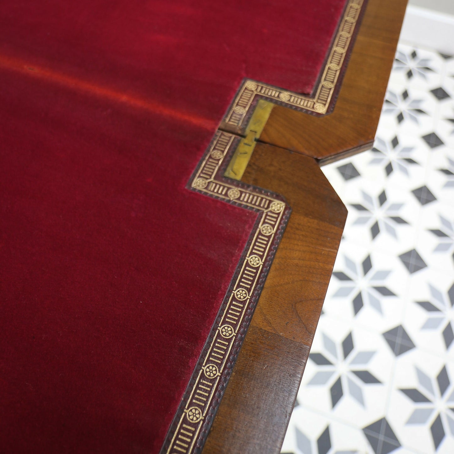 Edwardian Mahogany Card Game Table Baize Top on Porcelain Castors