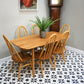 Six Ercol Quaker 365 Chairs and Ercol Plank Dinnig Table in Elm and Beech