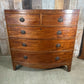 Antique Mid Victorian Bow Front Chest of Five Drawers, c 1840