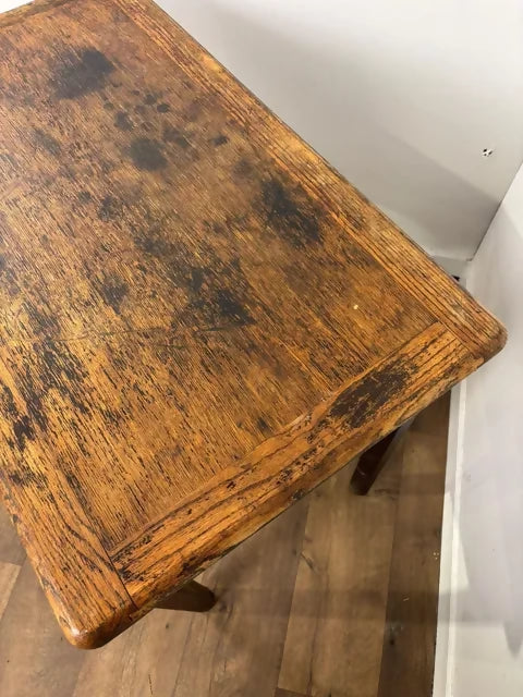 Vintage Oak Rustic Table With Drawer
